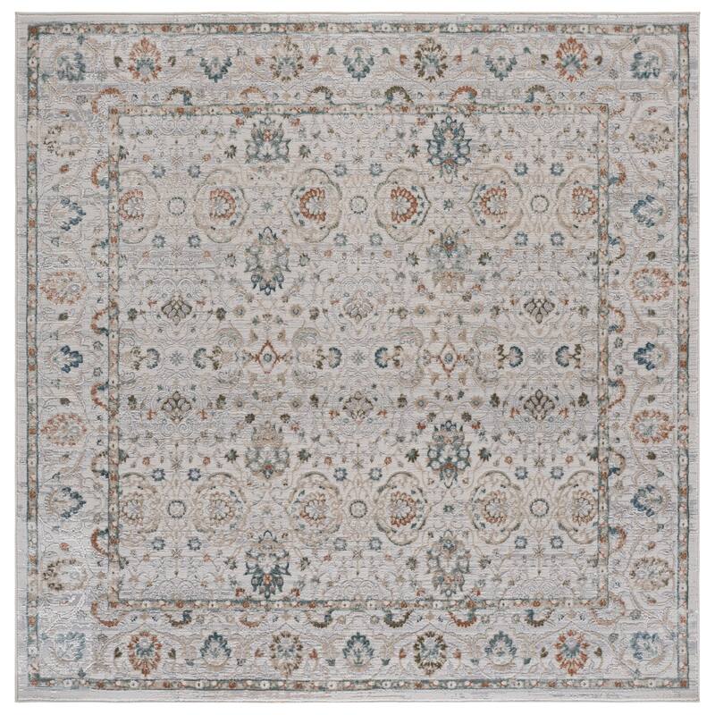 SAFAVIEH Maven Trienette Traditional Rug - 6'7" Square - Ivory/Grey Blue