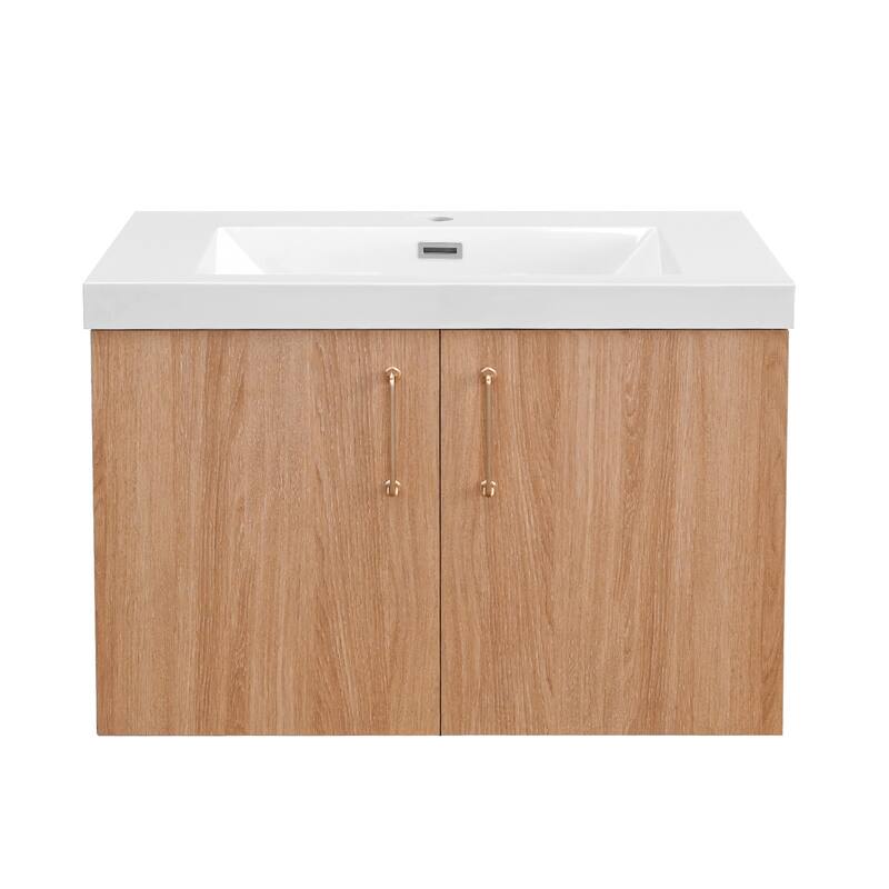 StellarArc 24/ 30 in Wall Mounted Single Sink Bathroom Vanity with Integral Sink Top with Soft Close Door - 30 inch