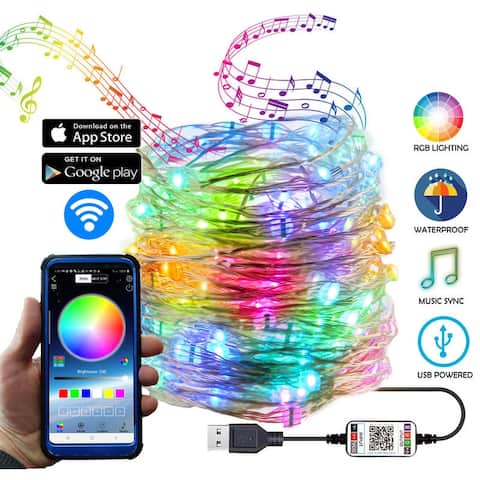 Fairy String Bluetooth RGB LED Lights Indoor Outdoor Waterproof USB Music Sync