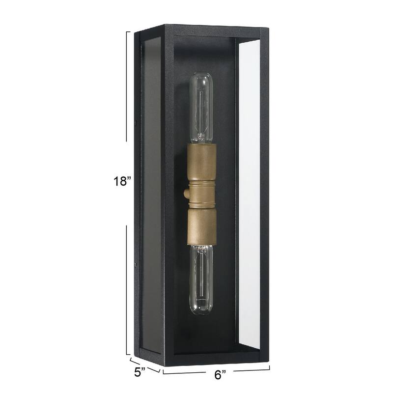 Lloyd Metal and Glass Wall Mounted Outdoor Light - 5.0"L x 6.0"W x 18.0"H