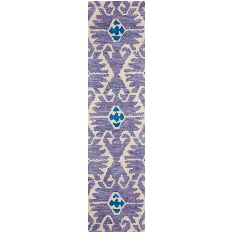 SAFAVIEH Handmade Wyndham Bekin Modern Wool Rug - 2'3" x 11' Runner - Lavander/Ivory