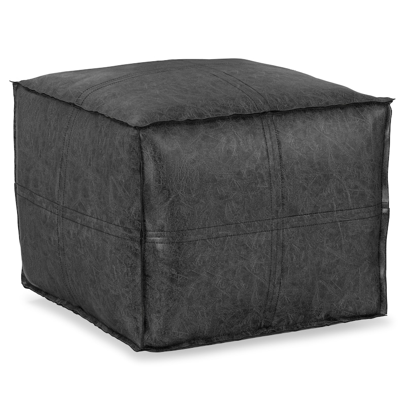 WYNDENHALL Wendal Boho Square Pouf in Faux Leather