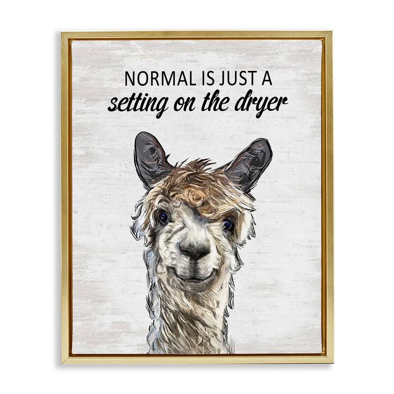 Stupell Normal is Just Dyer Setting Framed Floater Canvas Wall Art Design By Lettered and Lined - 25 x 31 - Gold