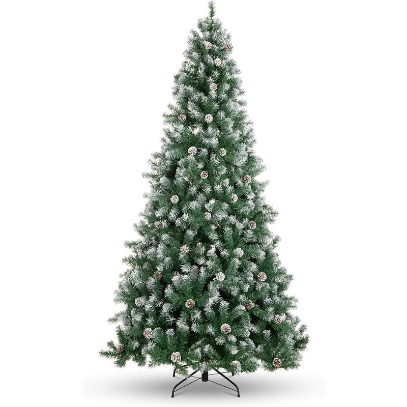 Garvee 4.5Ft Pre-Lit Flocked Artificial Christmas Tree with Pine Cones - 4.5 Foot