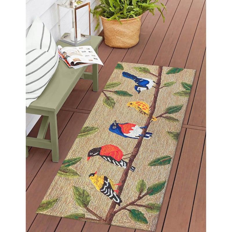 Liora Manne Frontporch Birds On A Branch Indoor/Outdoor Area Rug - 2' x 5' - Natural
