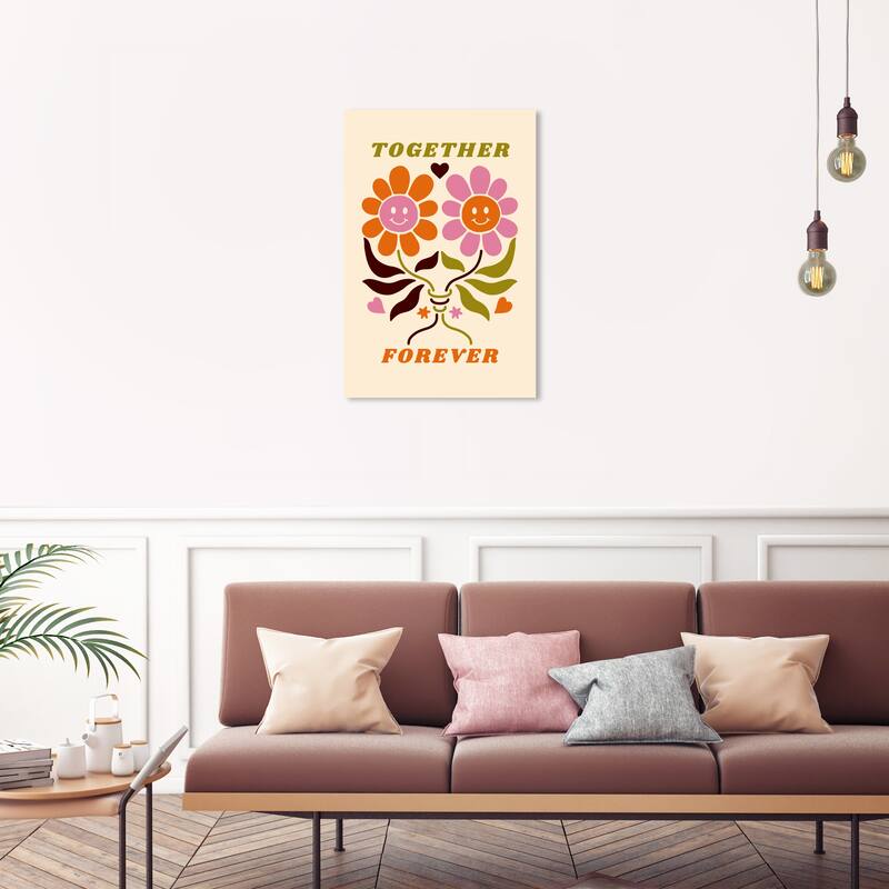 Wynwood Studio Canvas Typography and Quotes Retro Love Poster Forever Orange and Modern & Contemporary Wall Art Canvas Print - 20 x 30