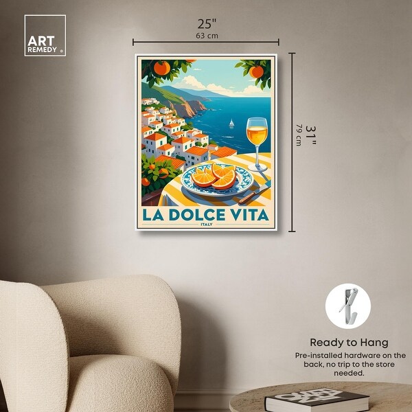 A Toast to Italy Retro Summer Framed Canvas Print by Art Remedy
