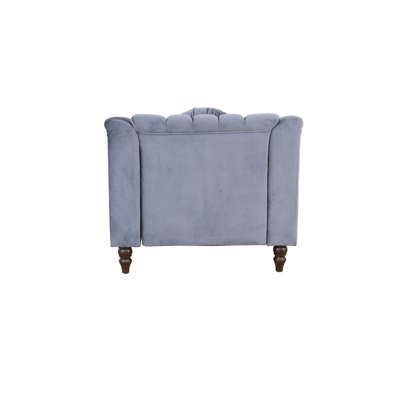 Modern Upholstered Single Sofa with Ergonomic Back & Solid Wood Legs