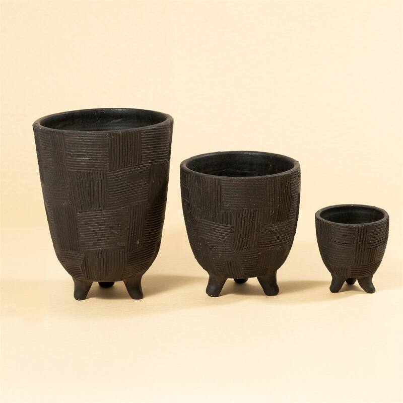 Sm Footed Pot Black Brown Dia 5.25" & H 4.75" - Black Brown