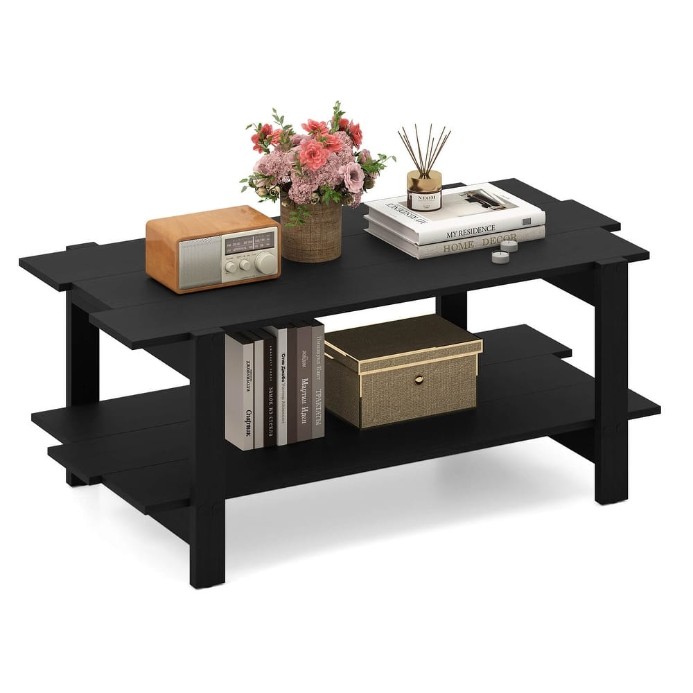 Costway 2-Tier Coffee Table Irregular Center Table with Open Storage - See Details