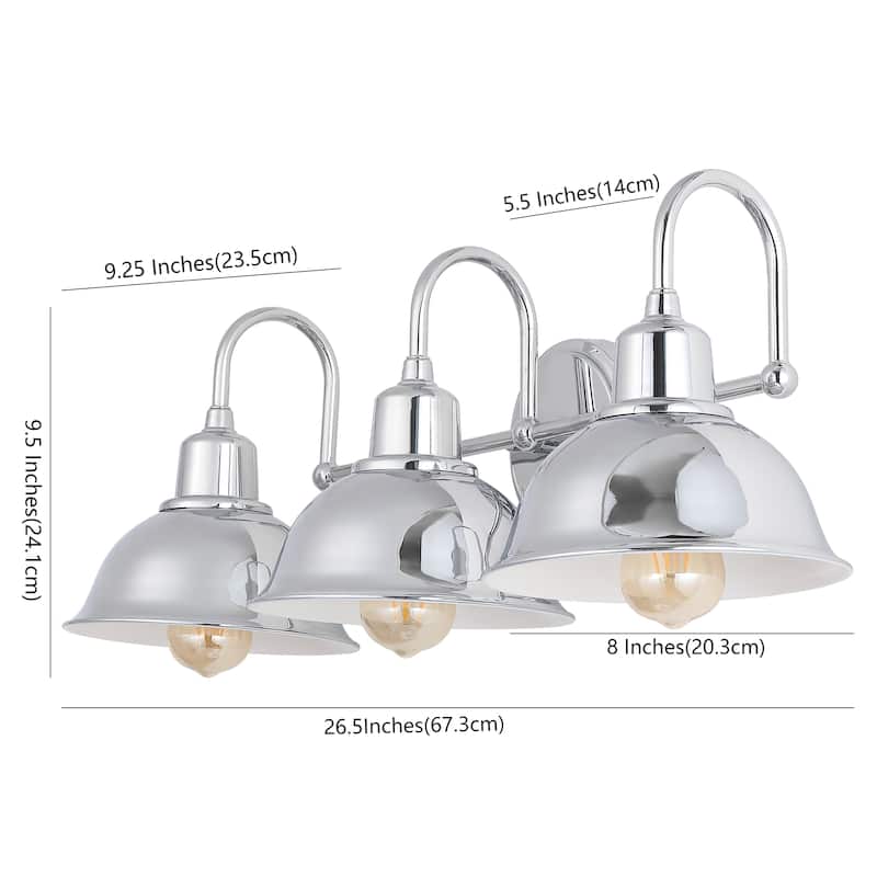 Frisco Farmhouse Industrial Iron LED Vanity, Chrome by JONATHAN Y