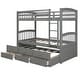 preview thumbnail 9 of 13, Modern Design Wood Bunk Bed with Ladder, Multifunctional Trundle Bunk Bed with Drawers, Grey