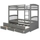 preview thumbnail 11 of 15, Twin Bunk Bed with Trundle, Ladder and 3 Drawers, Gray