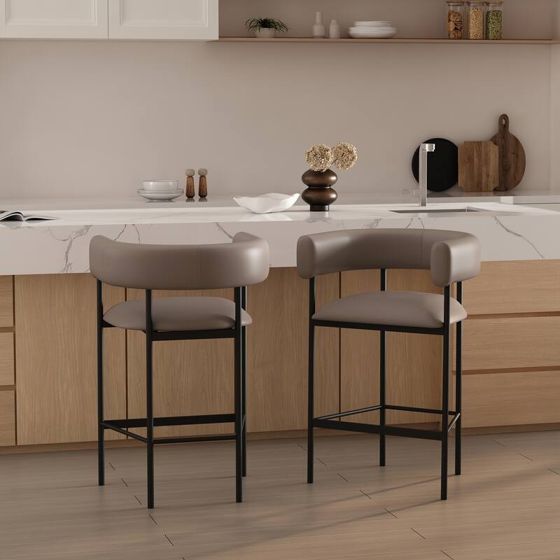 Manhattan Comfort Onda Metal Vegan Leather Counter Stool