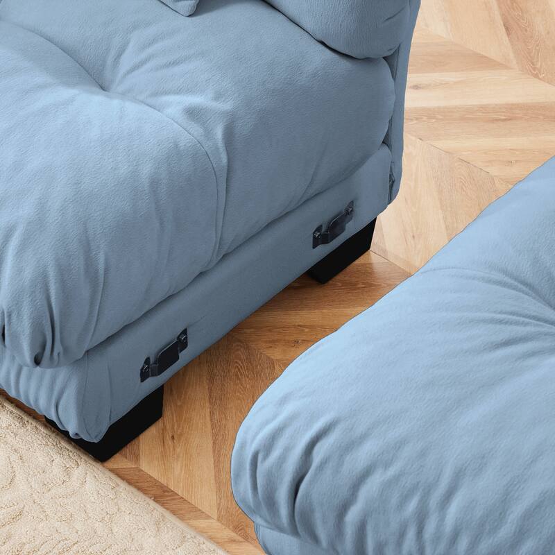 Modular L-Shaped 4-Seater Sectional Sofa Free Combination Cloud Sofa with Convertible Ottomans for Living Room