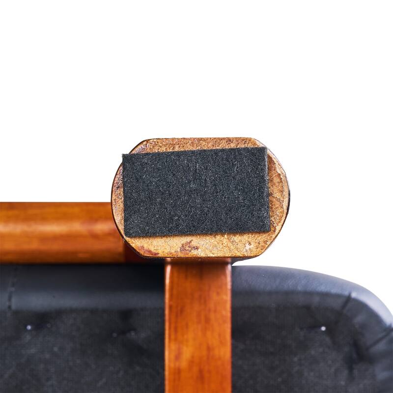 VECELO Mid Century Black PU Leather Accent Chair Lounge Chair with Removable Pillows Wooden Arms 300 lb Capacity for Living Room