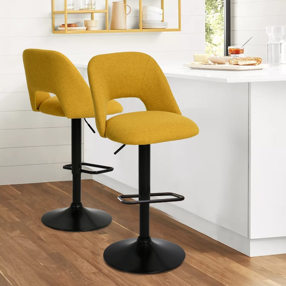 17.7" Bigger Base Adjustable Height Swivel Bar Stool, Set of 2 - 32"x17"x17"