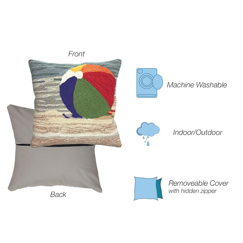 Liora Manne Frontporch Life's A Beach Indoor/Outdoor Pillow Sand 18" Square