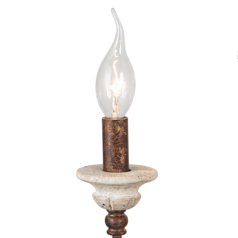 Farmhouse 6-Light Wood Chandelier French Country Candle Ceiling Light for Dining Room - D 26.5" x H 22.5"