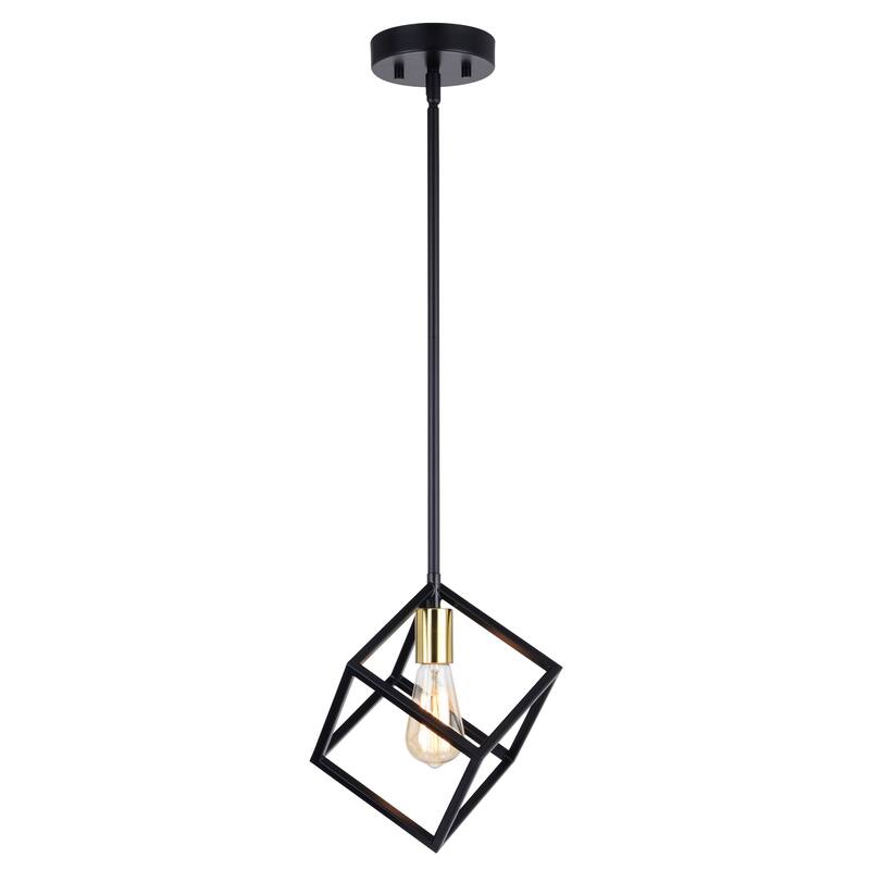 Deering LED Compatible Matte Black and Gold Satin Brass Contemporary Mini Pendant Ceiling Light