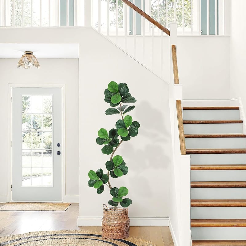 Fiddle Leaf Fig Artificial Tree, Fake Floor Plant for Home Decor