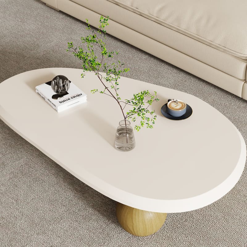 51" Modern Wood Coffee Table with 3 ball legs
