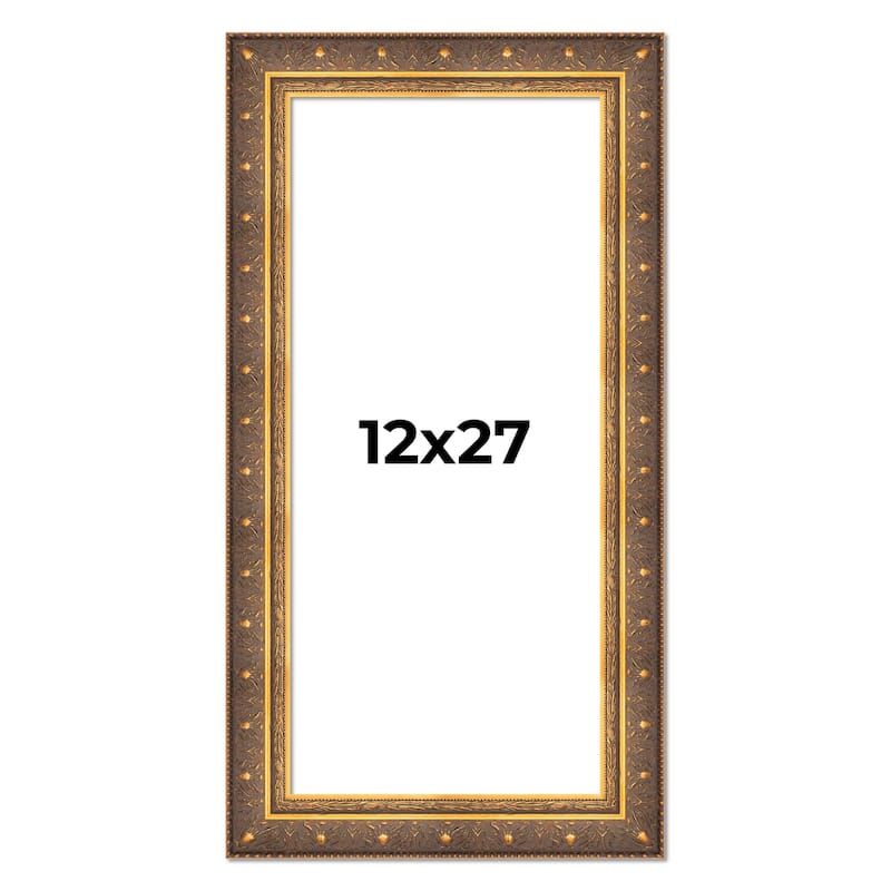 12x27 Frame Vintage Gold Solid Wood Picture Frame | 2.5 Inch Moulding