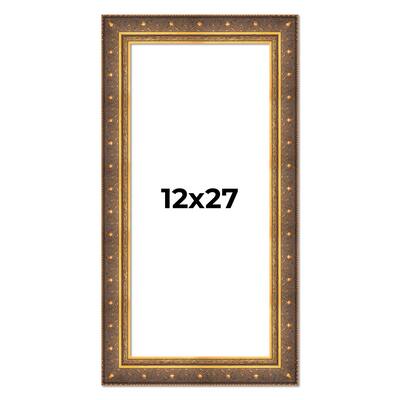 12x27 Frame Vintage Gold Solid Wood Picture Frame | 2.5 Inch Moulding
