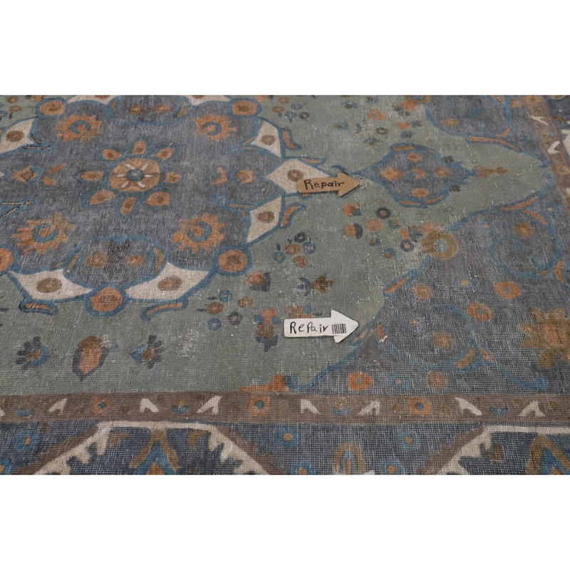 Distressed Over-Dyed Tabriz Persian Antique Rug Handmade Wool Carpet - 6'3"x 9'0"