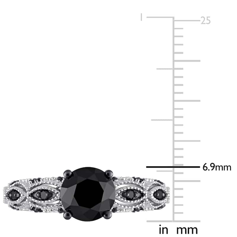 Miadora 2ct TW Black Diamond Engagement Ring in 10k White Gold