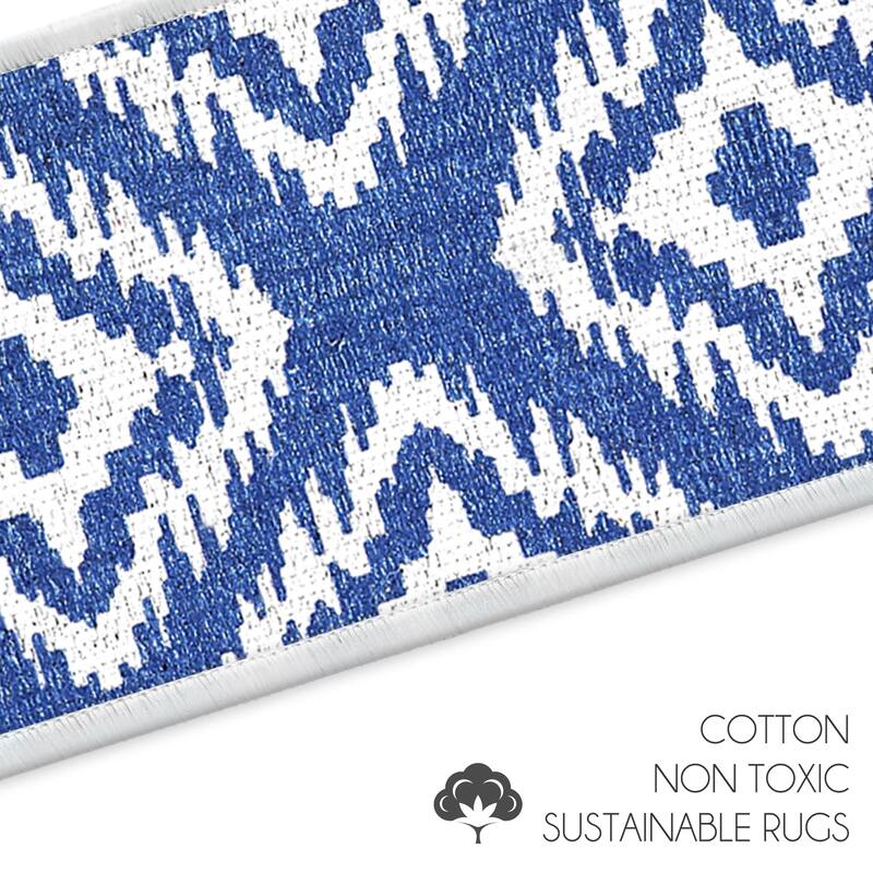 SussexHome Tetra One Design 9" X 28" Stair Treads - 70% Cotton Anti-Slip Carpet Strips for Stairs-with Double Adhesive Tape