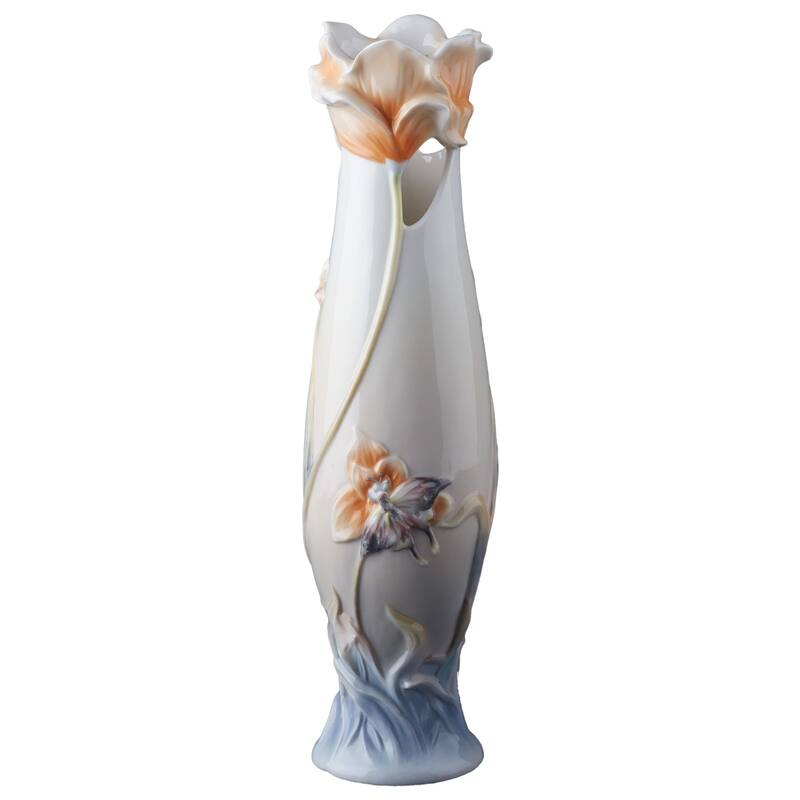 Charis 13.58" height Iris Tall Vase multicolor Fine Porcelain
