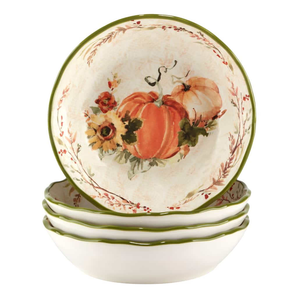 Certified International Harvest Morning 8" Soup/Cereal Bowls,18 oz. Set of 4 - 28 Oz.