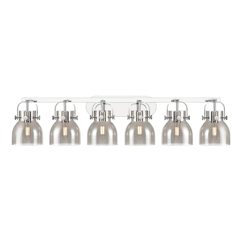 Innovations Lighting 423-6W-10-46 Pilaster II Bell Vanity Pilaster II - Polished Chrome / Plated Smoke
