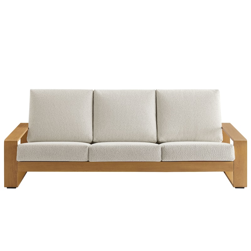 Lirienne Outdoor Patio Aluminum Faux Wood Sofa