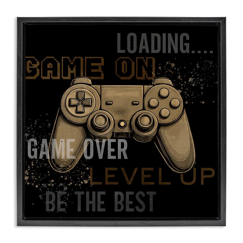 Stupell Gamer Controls Phrases Framed Floater Canvas Wall Art Design By Kim Allen
