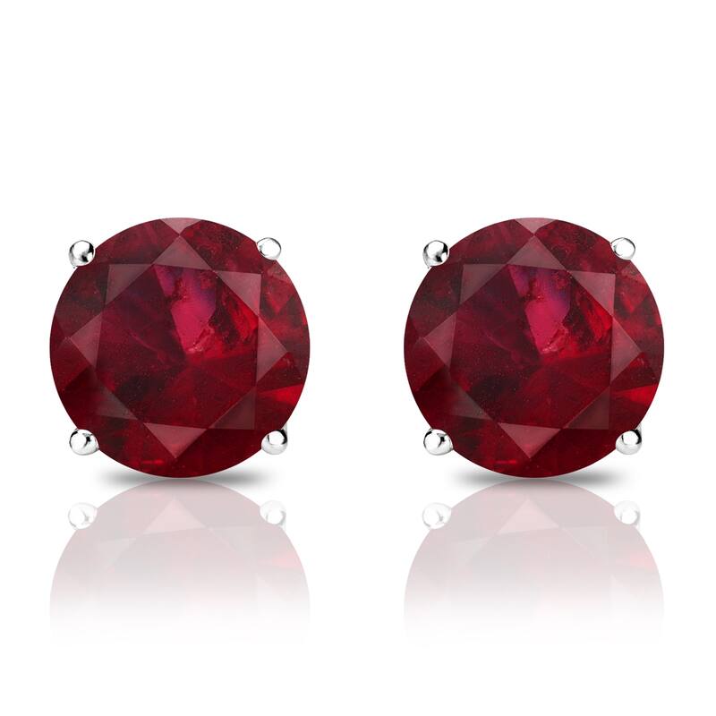 Auriya 14k Gold 1/3ctw Red Ruby Gemstone Stud Earrings