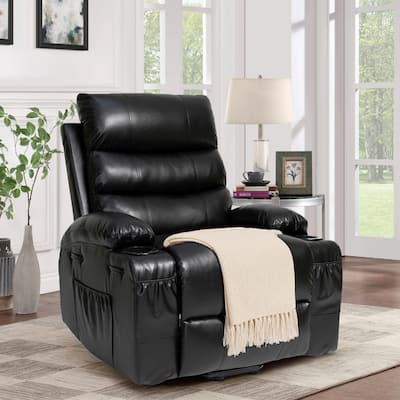 Classic Vintage Power Massage and Heating Function PU Upholstered Leisure Recliner with Lift Base