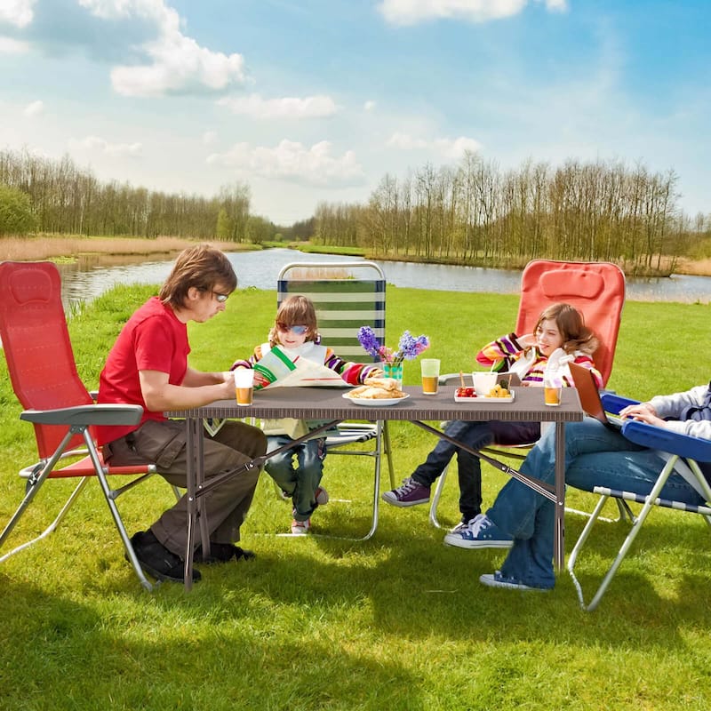 Costway 5 ft Folding Picnic Table Outdoor Dining Table with Rattan - See Details