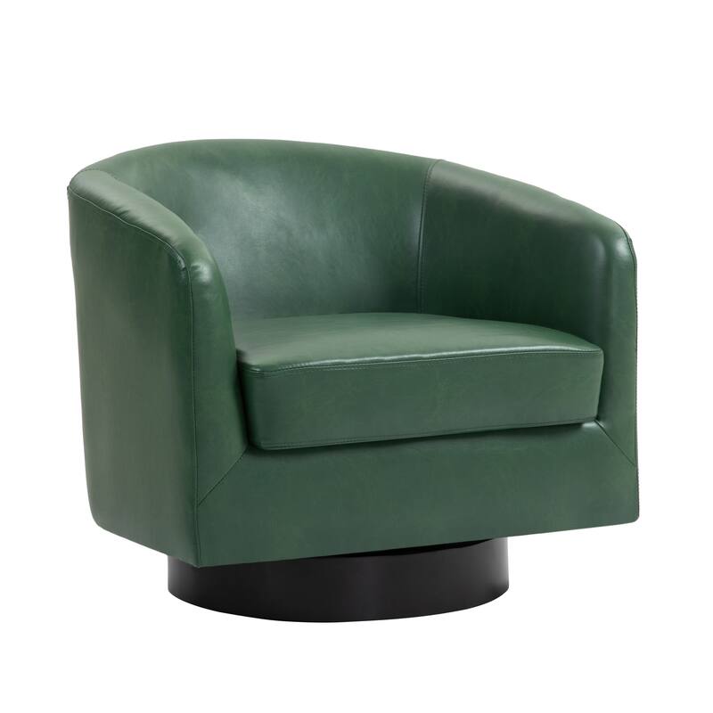 2 Set Modern Vegan Faux Leather Swivel Barrel Accent Chair