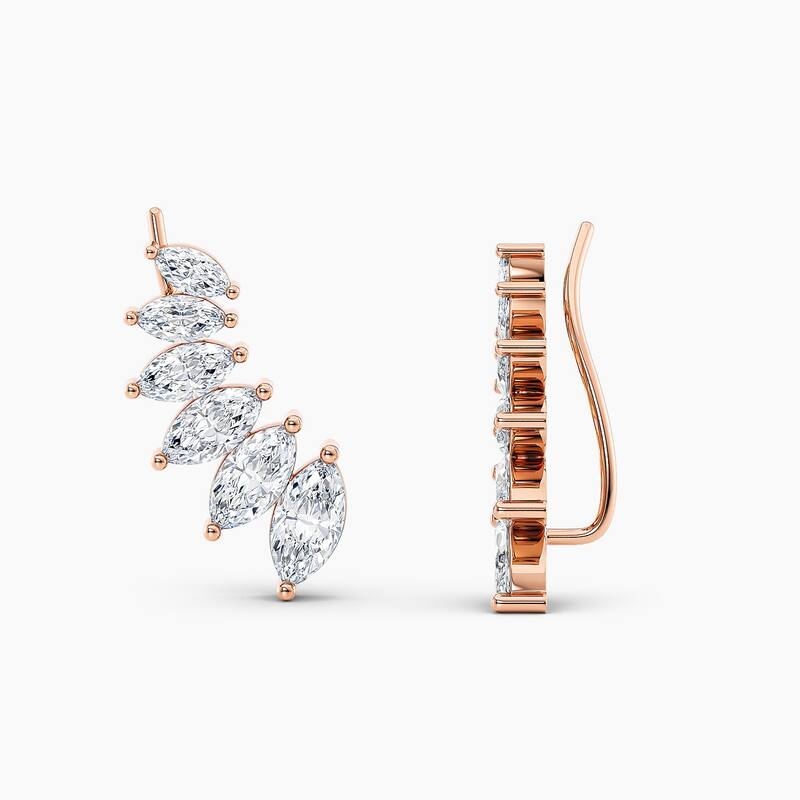 Auriya 3.00ctw Marquise Lab Grown Diamond Climber Earrings 14-karat Gold (E-F, VS1-VS2) - Rose