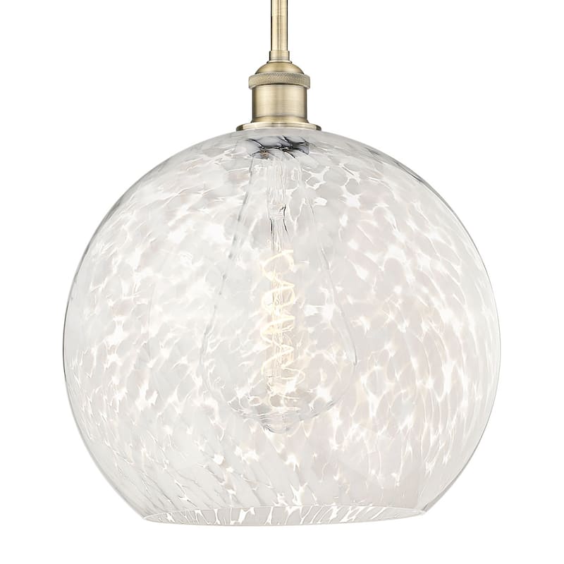 Innovations Lighting 616-1S 16 14 White Mouchette Pendant White - Antique Brass