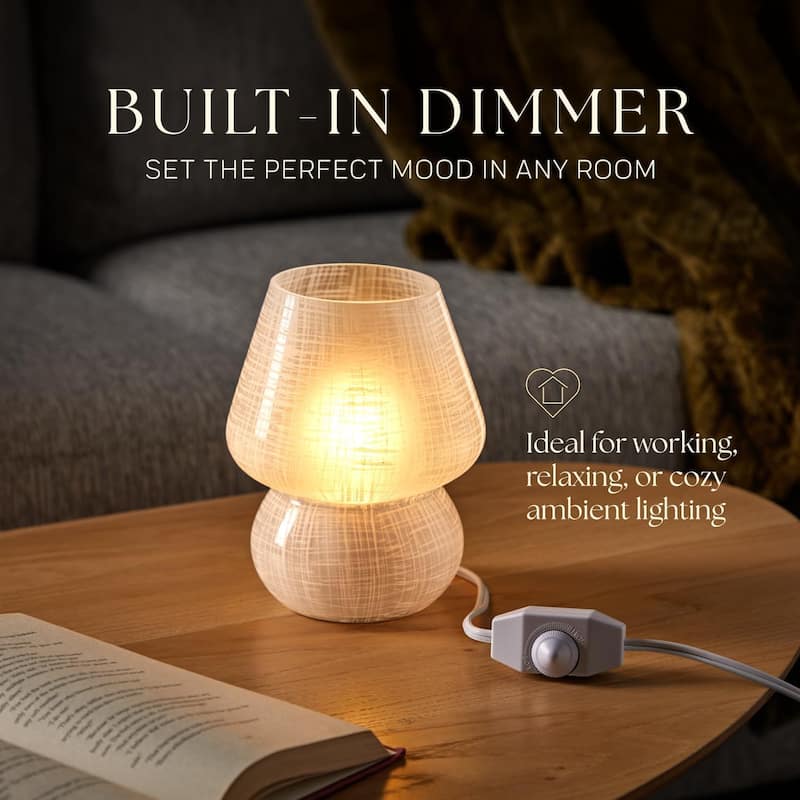 Mushroom White Glass Dimmable LED Table Lamp with E26 Socket Modern