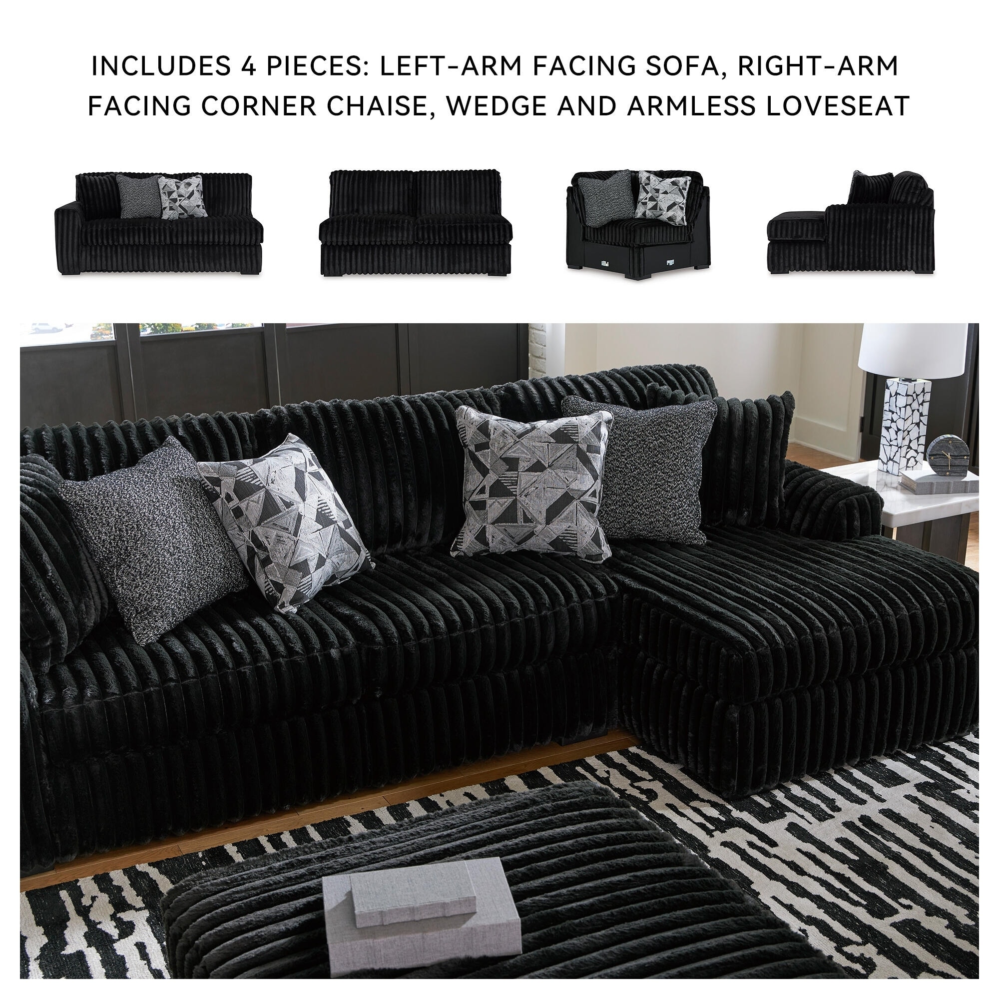 Signature Design by Ashley Midnight-Madness 4-Piece Sectional with