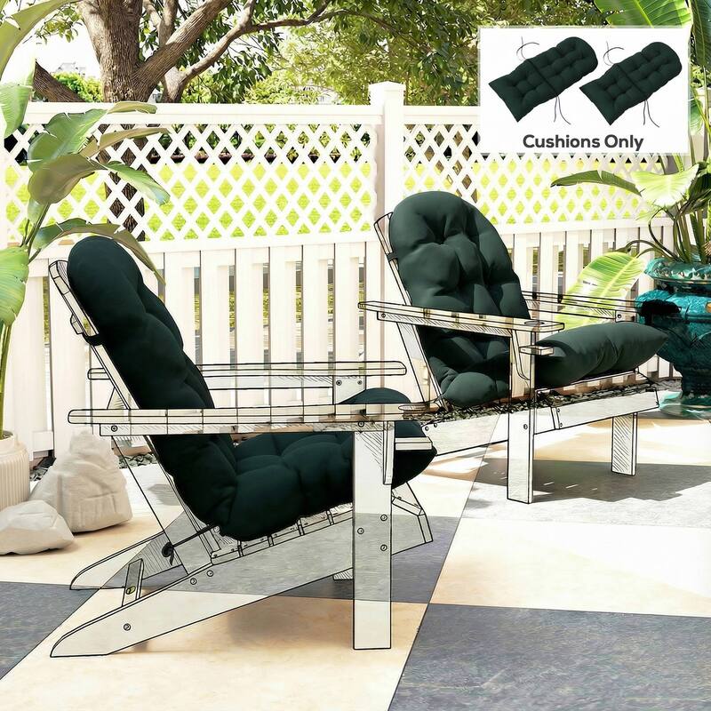 Outsunny Outdoor Adirondack Chair Cushions Set of 2, Tufted High Back Patio Chair Cushions, Adirondack Cushions