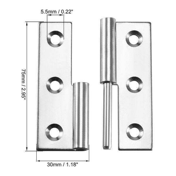 Lift Off Hinge , Left Handedness Slip Joint Small Flag Hinges 75mm Long