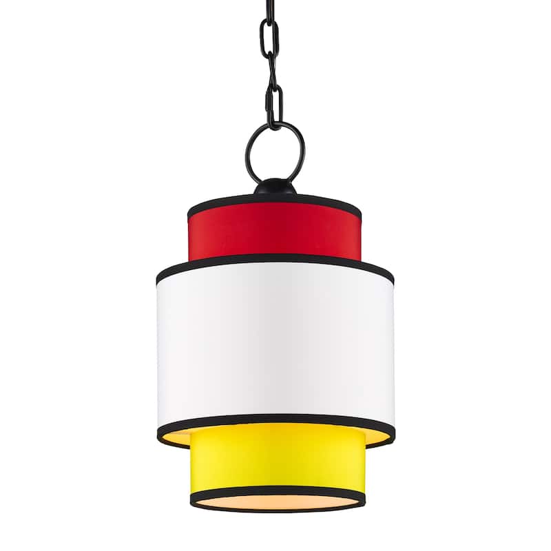 Currey & Company Mathias Pendant - Multi-Color/Satin Black - 17"h x 10"dia