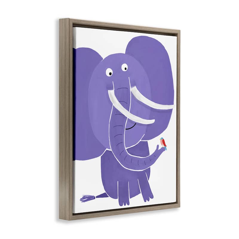 Stupell Elephant & Bird Friends Framed Floater Canvas Wall Art Design By Carla Daly