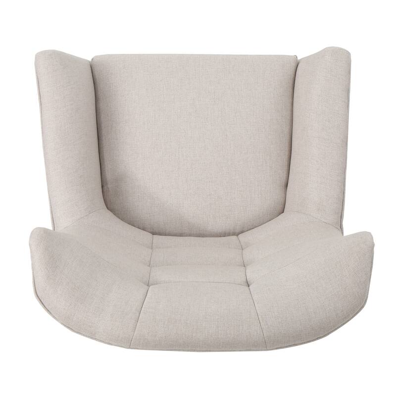Modern 32.5" High Back Upholstered Button Tufted Wingback Chair with Rubber Wood Legs