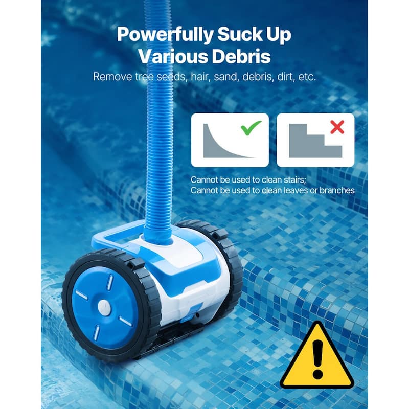 Automatic Suction Pool Cleaner for In-Ground & Above-Ground Pools Compatible with Shotcrete - 11.8 x 7.9 x 7.9 in